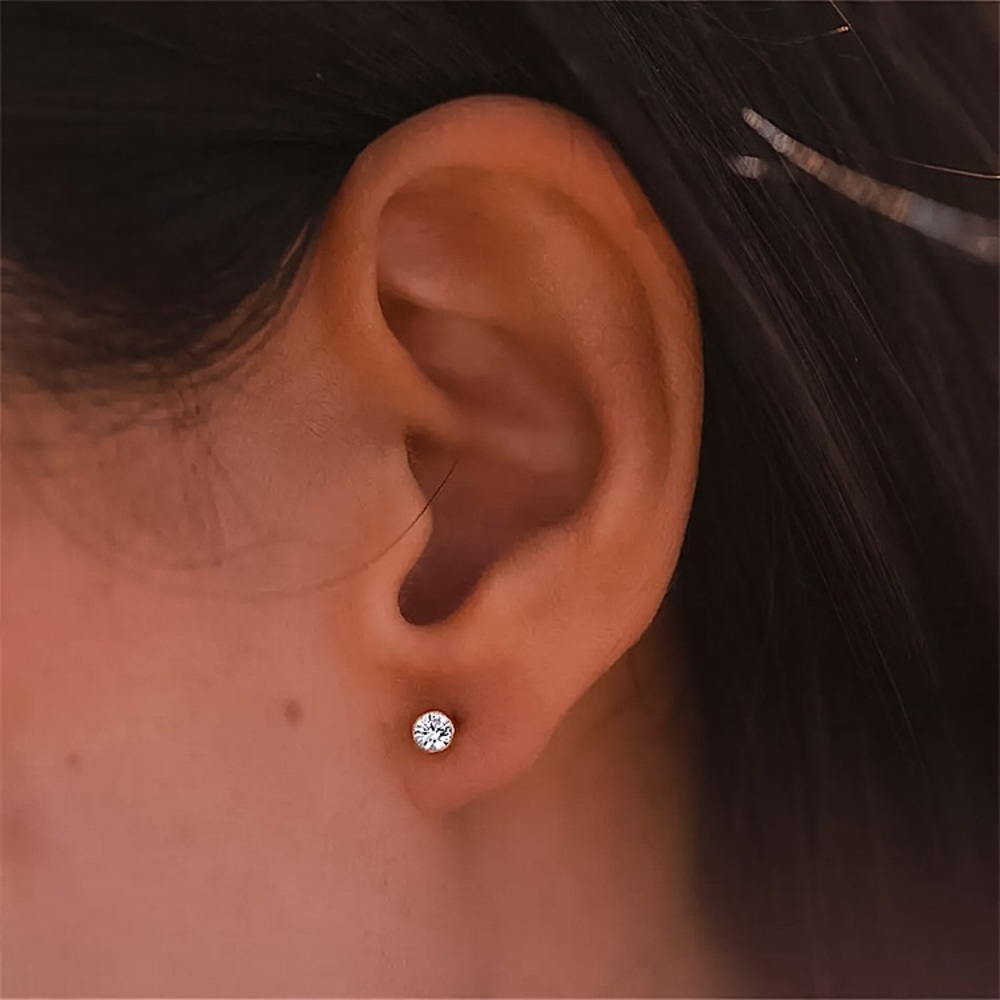 ⚜️[𝟯/$𝟭𝟴]⚜️Rose Gold Rhinestone Bezel Set Stud Earrings NEW - Picture 3 of 7